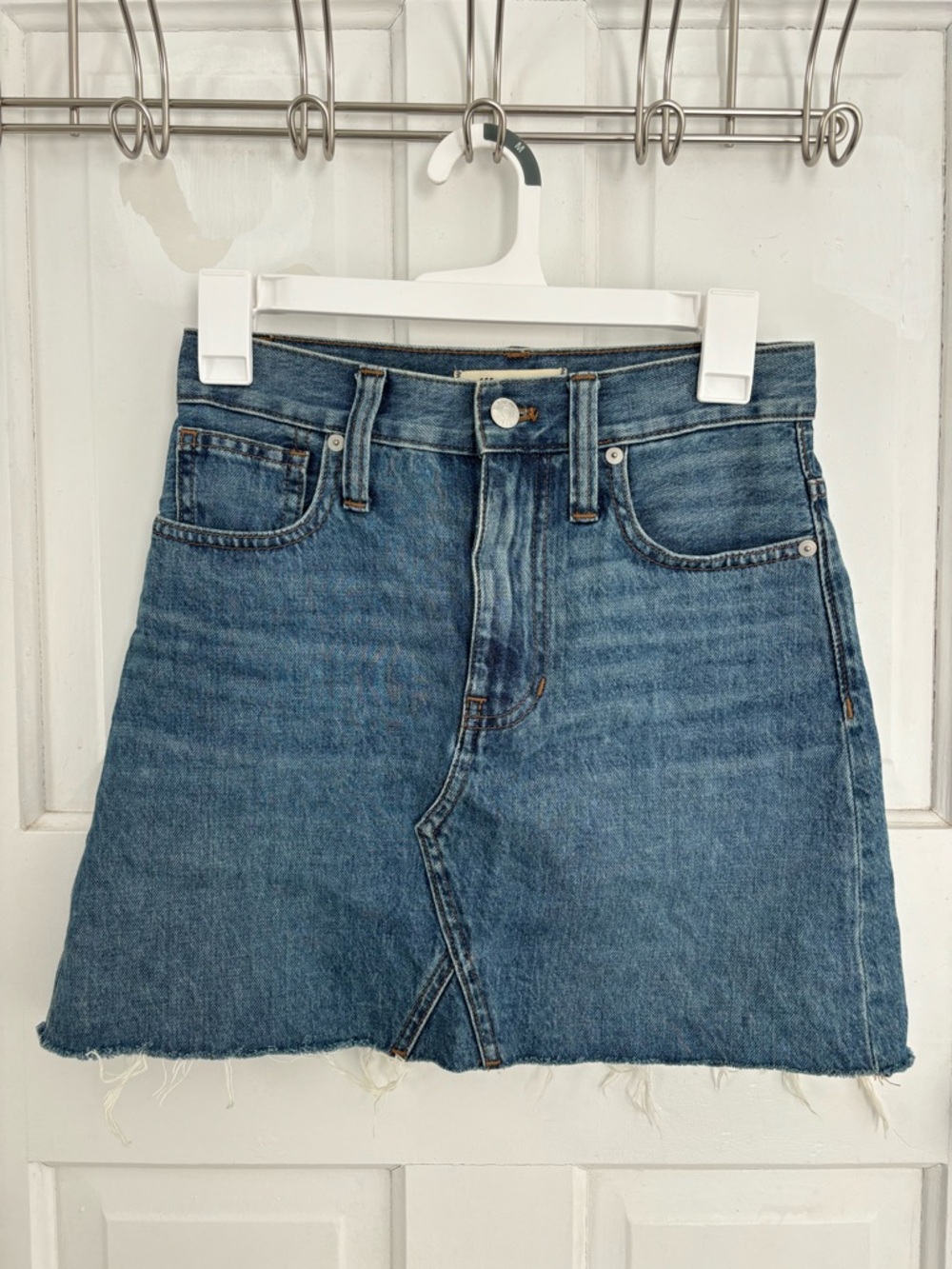 Madewell Distressed Denim Mini Skirt - Medium Blue